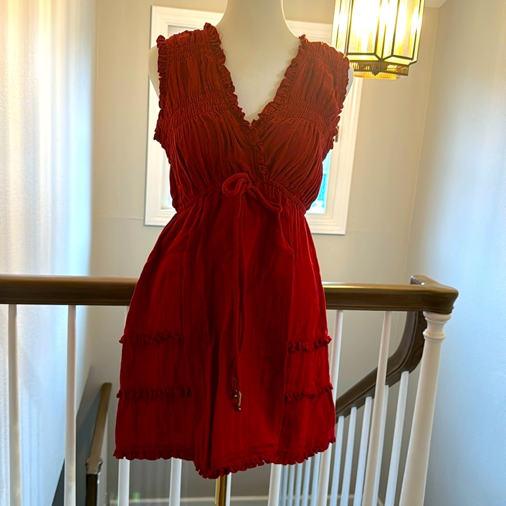 Crimson SHYANNE ruffle mini dress